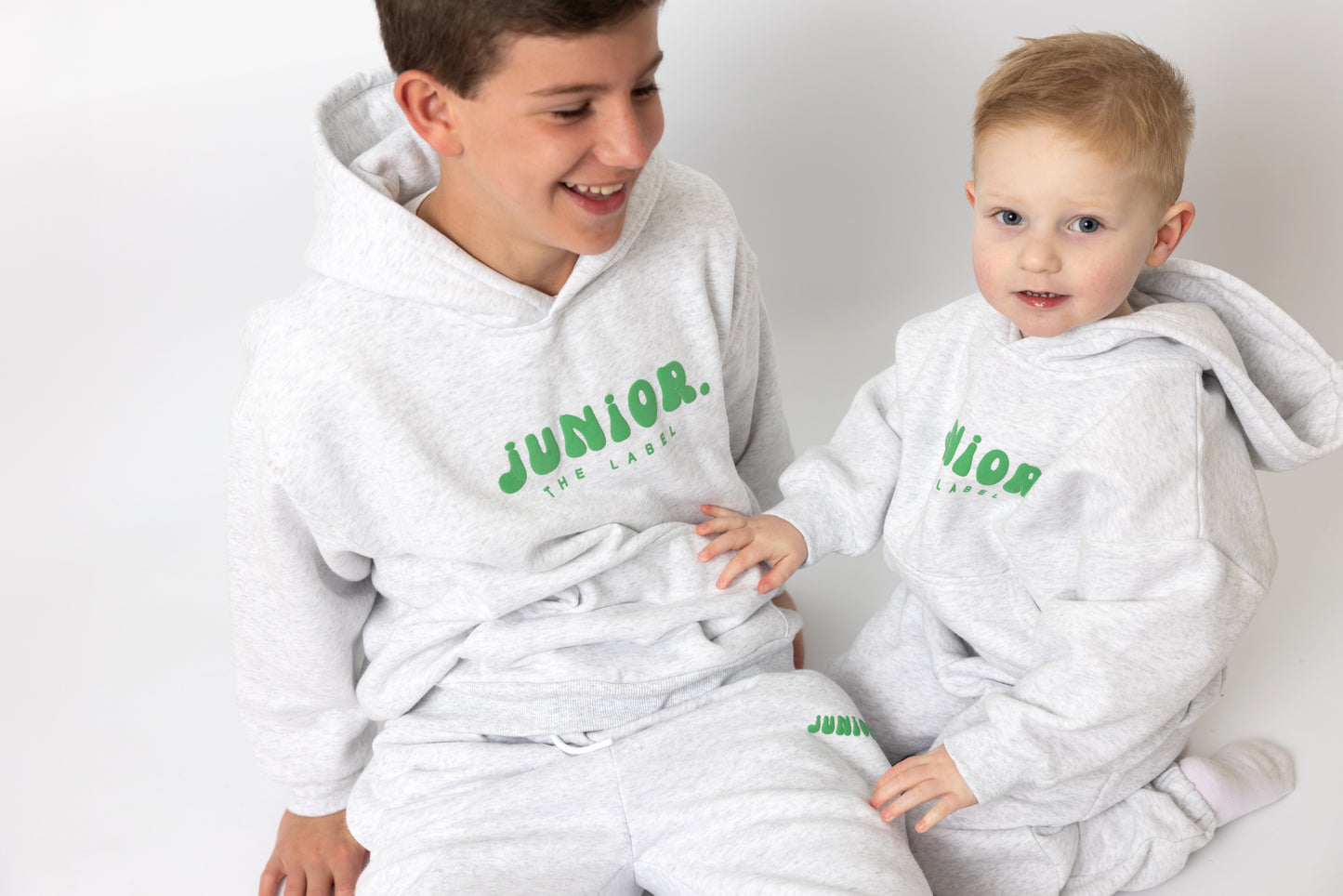 Grey Hoodie With Green Puff Print