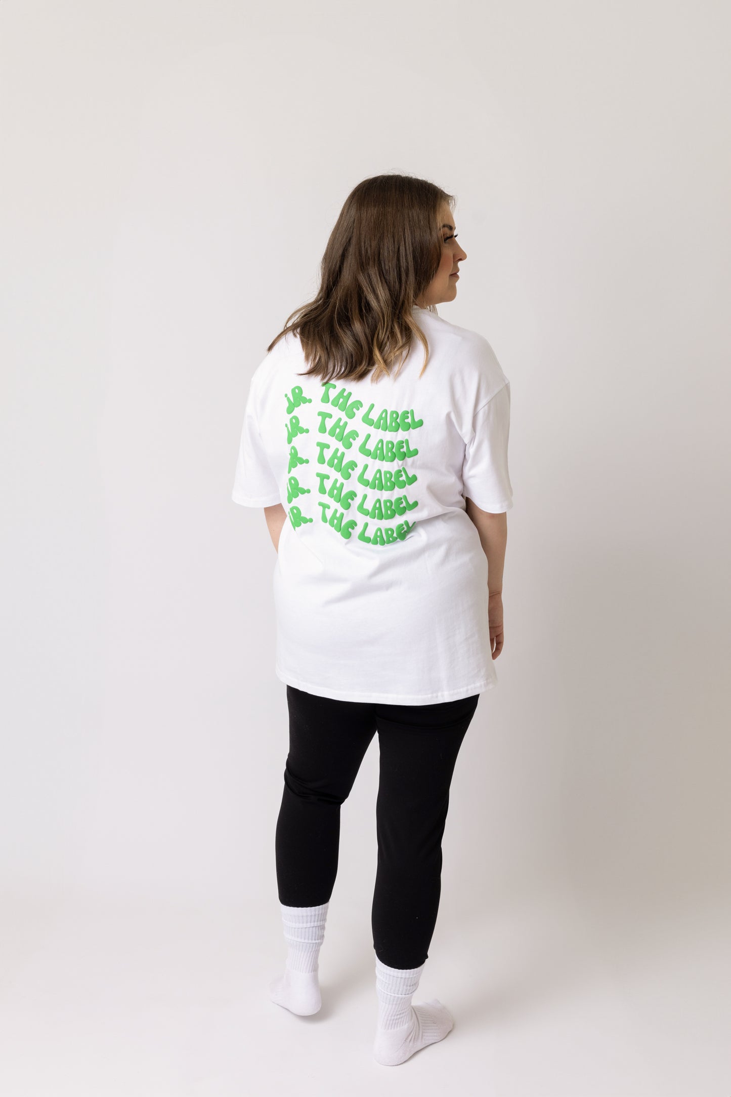 Boxy Tee White - Green Puff