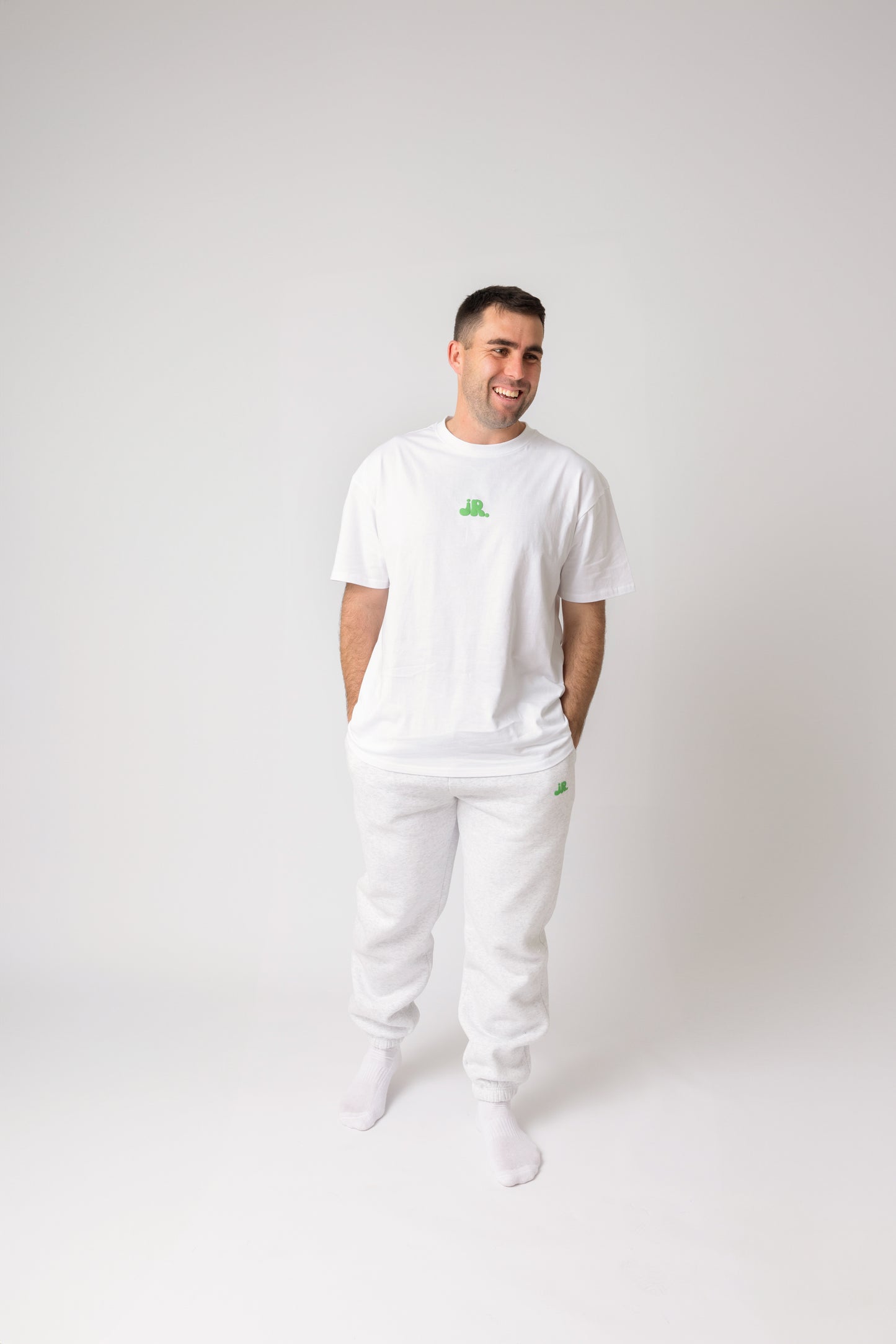 Boxy Tee White - Green Puff