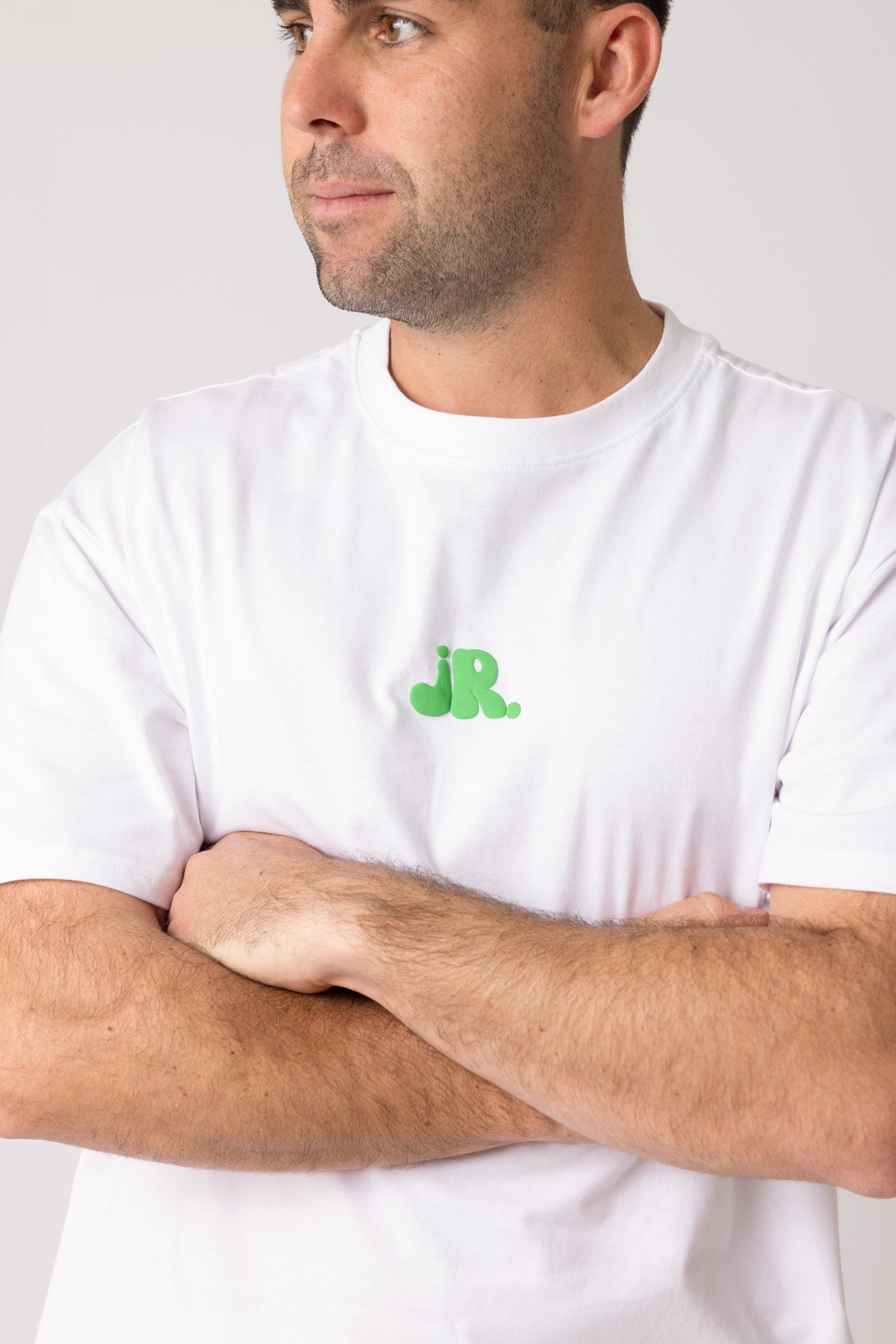 Boxy Tee White - Green Puff