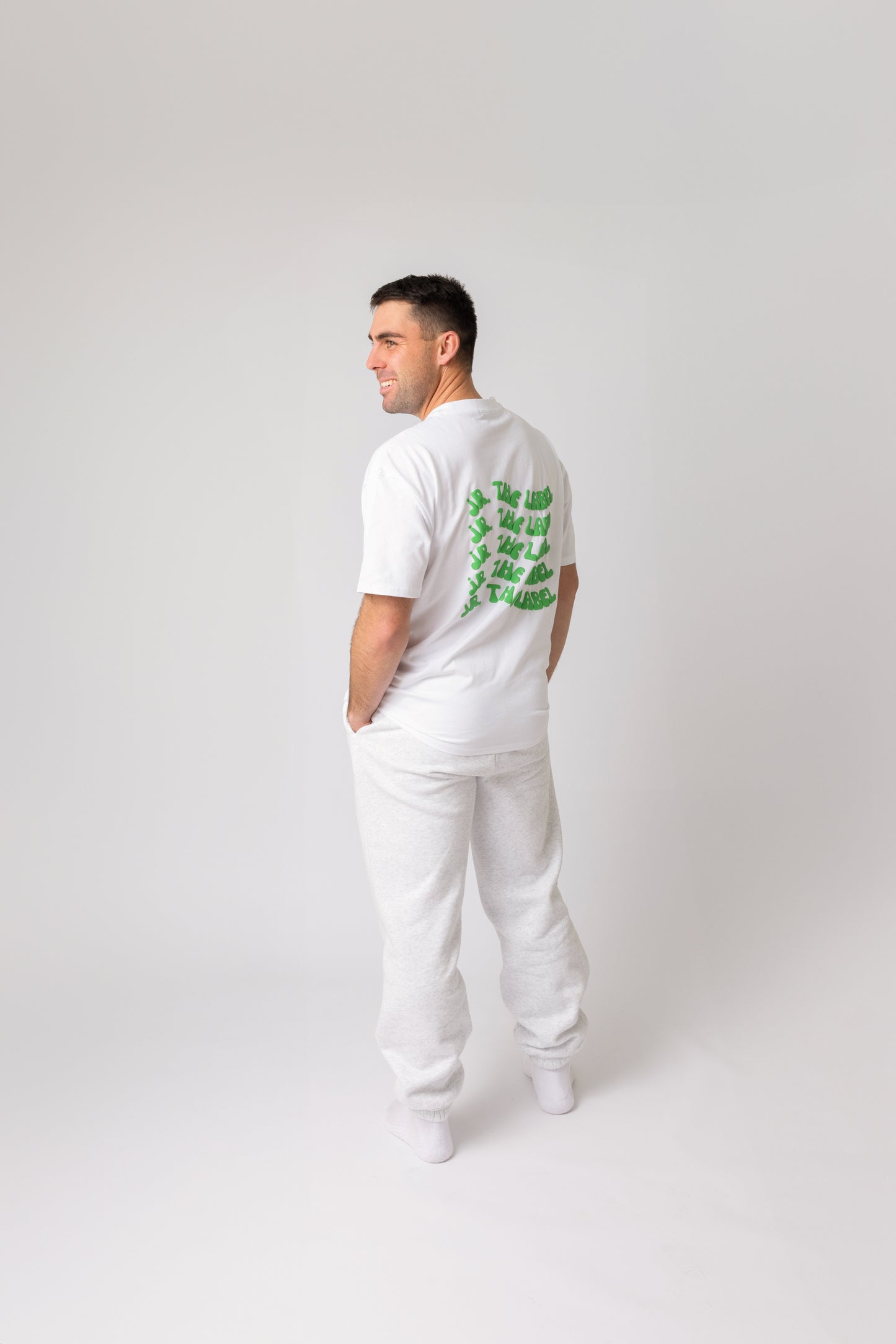 Boxy Tee White - Green Puff