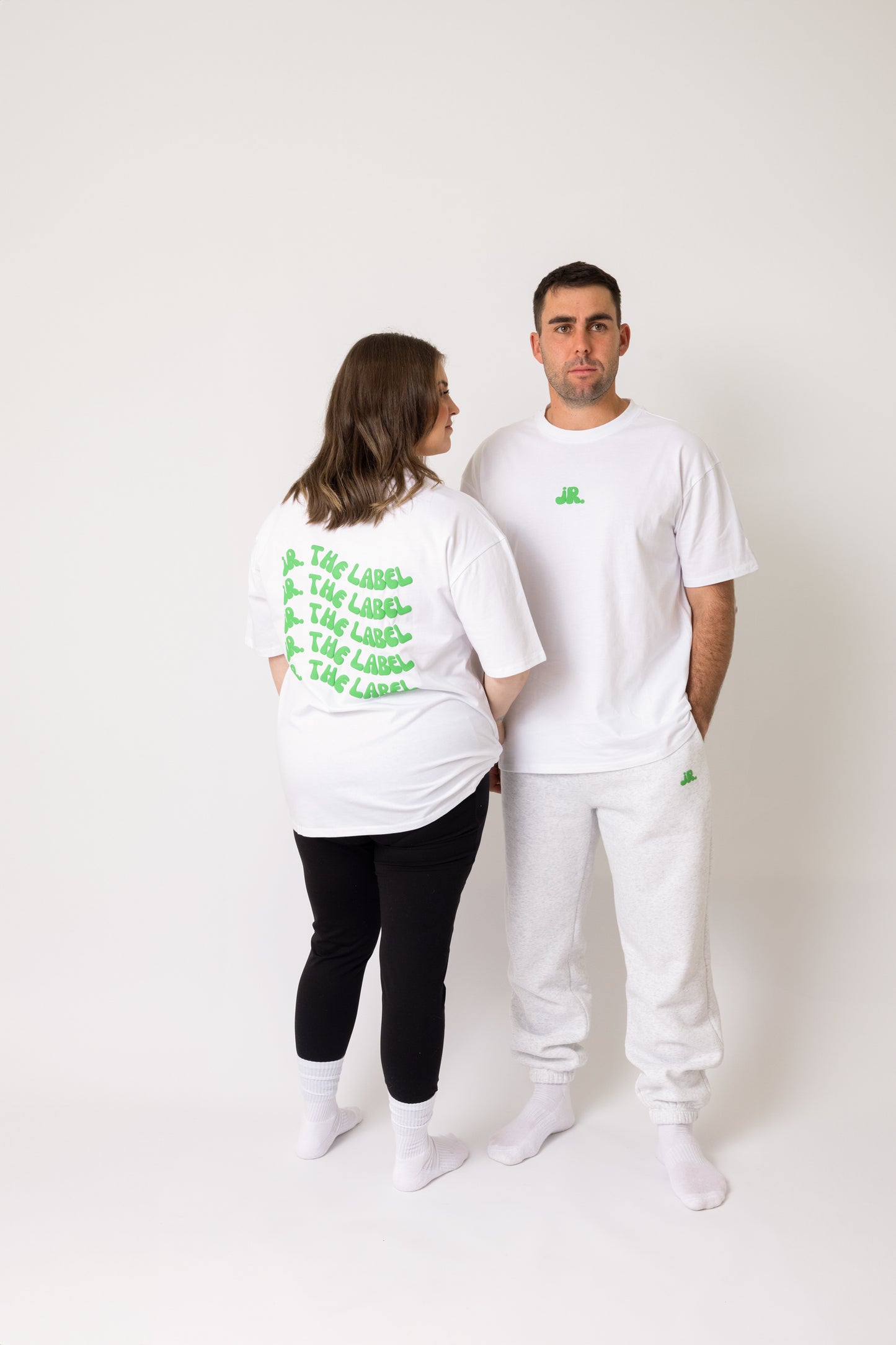 Boxy Tee White - Green Puff
